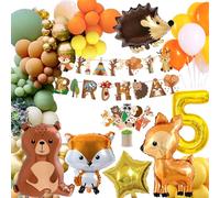 Decorazione per Compleanno 5 Anni, Tema Giungla, per Bambini - Colore Arancione e Marrone Con Happy Birthday