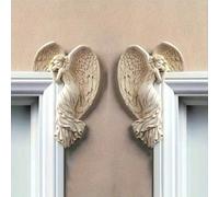 Decorazione per cornice della porta a tema angelico, con una figura di angelo dotata di ali a forma di cuore. Progettata per una facile installazione su cornici delle porte, pareti, ecc. Adatta per mo