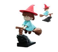 Decorazione per cruscotto auto - Flying Witch Broom Ornament for Vehicle | Motion Activated Dashboard Decor, Fun Spinnings Witch Figurine, Halloween Car Accessory, Highway Commuting Road Trip Driving