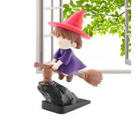 Decorazione per cruscotto auto - Flying Witch Broom Ornament for Vehicle | Motion Activated Dashboard Decor, Fun Spinnings Witch Figurine, Halloween Car Accessory, Highway Commuting Road Trip Driving