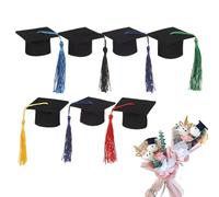 Decorazione per cupcake con cappello da laurea nero, 7 , con nappe, fotografici, cappello in miniatura per scuola, università, asilo, cerimonia di diploma