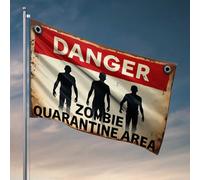Decorazione per dormitorio da uomo, area di quarantena zombie: un cartello di pericolo, bandiera per piscina, decorazione per esterni, bandiera invernale per la casa (60 x 90 cm)