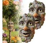 Decorazione per esterni, statua in resina con volto di vecchio con espressione stravagante, statuetta per esterni, decorazione da giardino per cortile, patio, passerella, ornamento da parete (mimetico