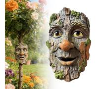 Decorazione per esterni, statua in resina con volto di vecchio con espressione stravagante, statuetta per esterni, decorazione da giardino per cortile, patio, passerella, ornamento da parete (mimetico