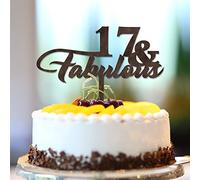 Decorazione per festa di compleanno per 17° compleanno, decorazione per torta di buon compleanno, 17 e favolosa personalizza nome qualsiasi età numero diciassette anni 17° anniversario regalo di