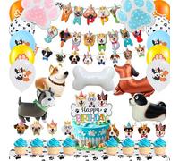 Decorazione per Festa di Cuccioli,61pcs Set di Decorazione di Feste Compleanno Cani-Banner di Compleanno per Cuccioli Palloncini Tovaglia per Feste per Cani etc Decorazione Festa a Tema Cuccioli