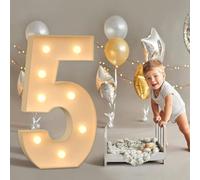 Decorazione per feste, 1,2 m, con numeri luminosi, con luci a LED, per casa, feste, bar, matrimoni, festival, compleanni, regali di Natale, decorazione, numero 5