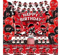 Decorazione per feste di compleanno ninja - include striscioni di buon compleanno, fondale, tovaglia e palloncini, Ninja Warrior Master Party Supplies per ragazzi ragazze bambini doccia karate party