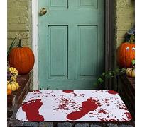 Decorazione per feste di Halloween, con impronte di mani insanguinate, tappetino decorativo per porta del bagno, tappetino stile piedi sanguinoso, spaventoso scheletro per la casa (B, taglia unica)