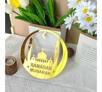 Decorazione per feste festive, decorazione per la casa, moschea, ciondolo a forma di stella, con design in acrilico Eid, per musulmani, da appendere, più ornamento Mubarak, luna dorata, Ramadan (20,1