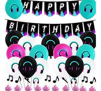 Decorazione per feste musicali - Ghirlanda di palloncini Tic Tok e decorazioni per torte per feste di compleanno a tema Tik Toc a tema karaoke