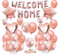 Decorazione per Feste Oro Rosa Palloncini Welcome Home Striscione di Benvenuto a Casa Alluminio Foglio Palloncini Forniture di Decorazione per Feste Famiglia