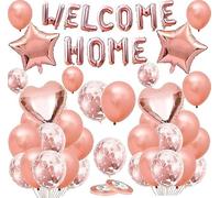 Decorazione per Feste Oro Rosa Palloncini Welcome Home Striscione di Benvenuto a Casa Alluminio Foglio Palloncini Forniture di Decorazione per Feste Famiglia
