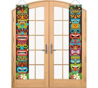 Decorazione per feste, striscione da portico: sfondo striscione Tiki, decorazione tropicale per porta d'ingresso, cartello per carnevale, estate, piscina, spiaggia, festa di compleanno, portico.