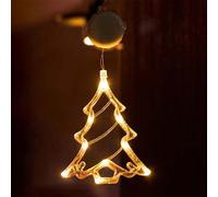 Decorazione per finestre Albero di Natale luminoso Led a ciondolo con ventosa Bianco caldo a batteria Wisdom