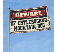 Decorazione per garage da uomo, con scritta "Beware Of Entlebucher" con cane di montagna, divertente bandiera da giardino, decorazione per uomo (152 x 244 cm)