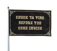 Decorazione per garage da uomo, con scritta "Check Ya Vibe Before You Come Inside", alla moda, poster con bandierine per stanza per ragazzi (152 x 244 cm)