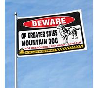 Decorazione per garage da uomo, motivo: Beware of Greater Swiss Mountain Dog, divertente bandiera da giardino, decorazione per uomo (60 x 90 cm)