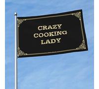 Decorazione per garage per gli uomini Crazy Cooking Lady bandiera bandiere per camera ragazze uomo decorazione della stanza (colore: colore, dimensioni: 30 x 45 cm)