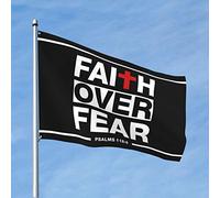 Decorazione per garage per gli uomini Faith Over Fear Bibbia Scrittura Versi Bandiera divertente decorazione dormitorio bandiere per uomo (dimensioni: 30 x 45 cm)