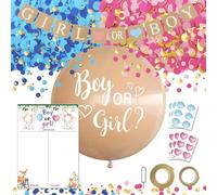 Decorazione per Gender Reveal Party con Lettere Boy or Girl Banner Ghirlanda Set Palloncini Gender Reveal Marroni Confetti Riempiti Rosa e Blu Manifesti Elettorali e Adesivi per Gender Reveal