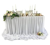 Decorazione per gonna da tavolo, Gonna da tavolo in chiffon extra lunga 6 piedi e 9, tovaglia trasparente for baby shower, compleanni, decorazioni for torte multicolore(White,9ft x145cm drop)