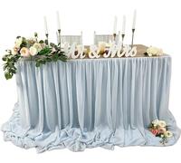 Decorazione per gonna da tavolo per feste, Gonna da tavolo in chiffon 6 piedi 9 multicolore for decorazioni for torte di compleanni e baby shower(Blue,6ftx145cm drop)