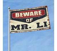 Decorazione per grotta con scritta "Beware Of Mr. Li Flag Boys Bedroom Decor Home Decor Men (120 x 180 cm)