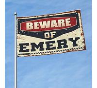 Decorazione per grotta con uomo e bandiera con scritta "Beware Of Emery" per camera da letto dei ragazzi, decorazione per la casa (30 x 4