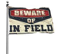 Decorazione per grotta con uomo e bandiera con scritta in inglese "Beware Of In Fiel", per camera da letto dei ragazzi, decorazione per la casa (120 x