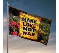 Decorazione per grotta degli uomini con scritta "Make Love Not War Sign With Flowers". Bandiera per la stanza delle ragazze, decorazione autunnale per esterni (120 x 180 cm)