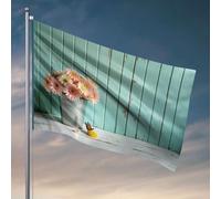 Decorazione per grotta degli uomini, fiori in un secchio con una farfalla. Bandiera per la stanza delle ragazze, decorazione autunnale per esterni (60 x 90 cm)