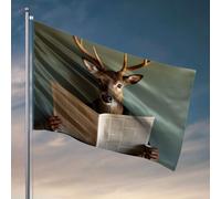 Decorazione per grotta degli uomini, motivo: cervo che legge giornale con tazza da caffè. Bandiera per la stanza delle ragazze, decorazione autunnale per esterni (152 x 244 cm)