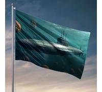 Decorazione per grotta degli uomini, un sottomarino che esplora un mondo alieno subacqueo. Bandiera portico decorazione bar decorazione per casa (152 x 244 cm)