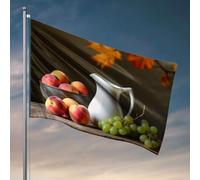 Decorazione per grotta degli uomini una vita morta con pesche, uva e brocca. Bandiera portico decorazione bar decorazione per la casa (120 x 180 cm)