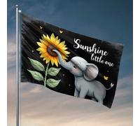Decorazione per grotta dell'uomo Sunshine Little One: bandiera di elefante e girasole per esterni per patio, bandiere per divertimento in camera (60 x 90 cm)