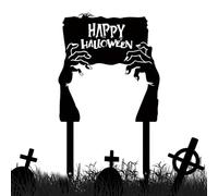 Decorazione per Halloween all'aperto - Happy Metal Yard Stakes, Trick o Treat cartello da giardino | Spaventose decorazioni per prato, mani nere resistenti alle intemperie, inserti per feste, casa e h