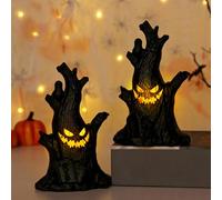 Decorazione per Halloween, ceppo d'albero con luce a LED, 2 pezzi di Halloween, fantasma, ceppo d'albero a LED, per Halloween, decorazione di Halloween, feste (x 2)