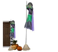 Decorazione per Halloween con scopa da strega, 2,5 m, decorazione animata per Halloween, spaventosa decorazione realistica per la casa per porta d'ingresso, giardino, portico, mascherata, fuga