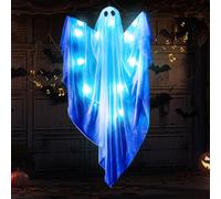 Decorazione per Halloween, fantasmi sospesi, Halloween con urla e catena luminosa, decorazione con fantasmi luminosi, decorazione per esterni, giardino, casa infestata, giardino
