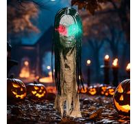 Decorazione per Halloween, per esterni, zombie e rompicapo, animatronic, con luce a LED, occhi lampeggianti, zombie spaventosi, decorazione horror per esterni, giardino, prato, casa infestata (B)
