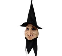 Decorazione per Halloween Witch - 22,83 pollici Spooky Witch Head Ornamento con occhi lampeggianti, luce e creepy Sound | Decorazione per la stanza, Prank Props for Party, Haunted House, Garden, Yard