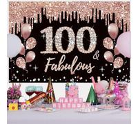 Decorazione per il 100° compleanno per le donne, 100° anniversario di eburtstag decorazione nero e oro rosa con macchie glitterate in tessuto, 100° festa di compleanno