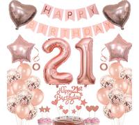 Decorazione per il 21° compleanno da donna, torta e regalo di compleanno per donna in oro rosa