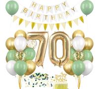 Decorazione per il 70° Compleanno Verde Oro, Palloncini 70 Anni Compleanno, Happy Birthday Ghirlanda Palloncino Decorazioni per Festa di 70 Compleanno Uomini Donne