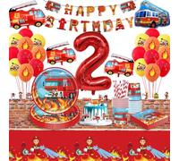 Decorazione per il Compleanno dei Pompieri 2 Anni - Palloncini in Carta per Bambini