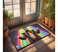 Decorazione per ingresso anteriore, motivo: uomo arcobaleno con bottiglia misteriosa: uno zerbino colorato enigma, articoli per la casa, decorazioni country per la casa (40 x 60 cm)