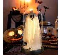 Decorazione per interni di Halloween, illuminando fantasmi in nicchie di vetro per Halloween, graziose statue di fantasmi in piedi, decorazione per la casa, cucina, mensola del tavolo e decorazioni