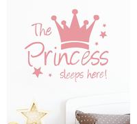 Decorazione per la camera da letto "Qui dorme la principessa", realizzata in vinile autoadesivo ecologico in PVC per una facile applicazione
