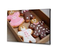 Decorazione per la casa con biscotti di pan di zenzero in una scatola, decorazione da parete su tela, decorazione da parete per bagno (40 x 60 cm)